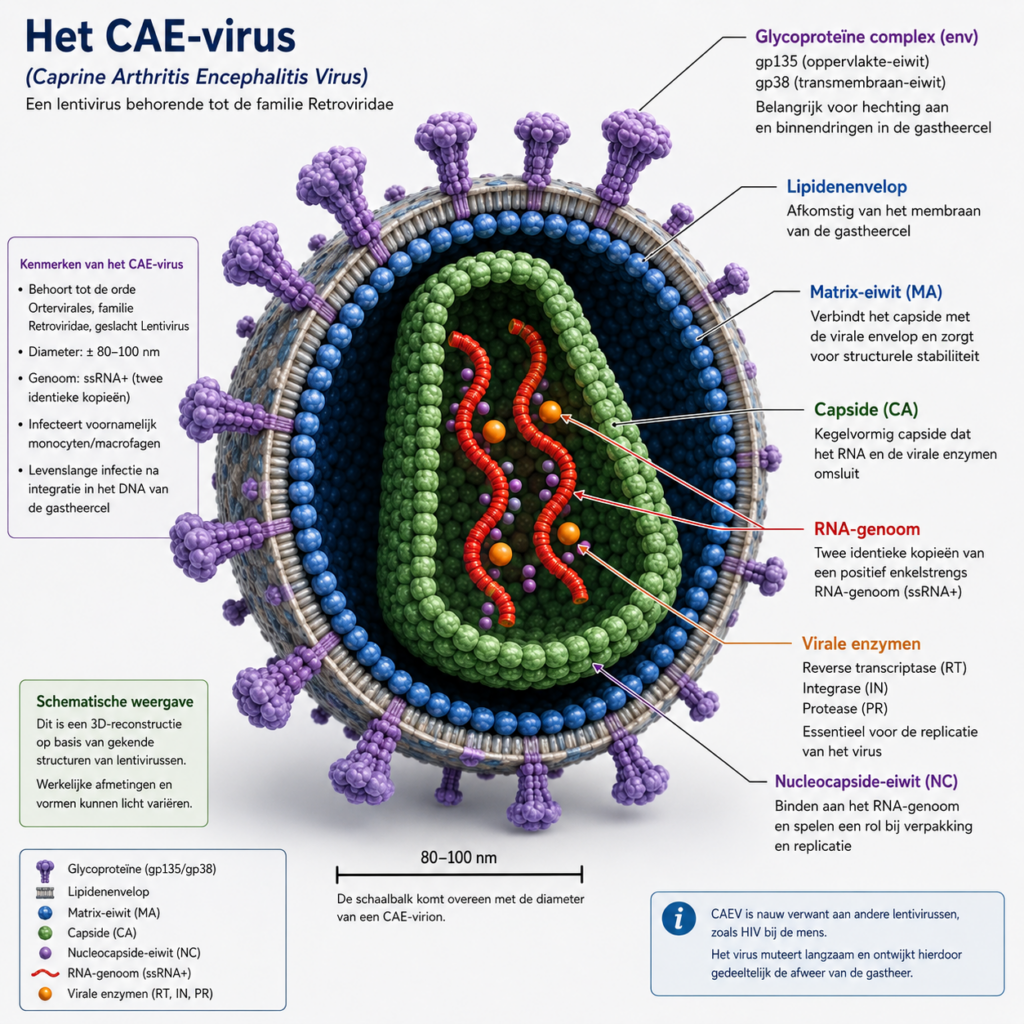 Het CAE-virus dat Caprine Arthritis Encephalitis (CAE) veroorzaakt