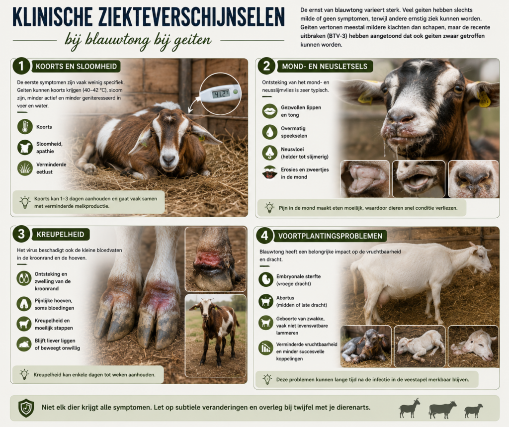 klinische ziektebeelden van blauwtong bij geiten