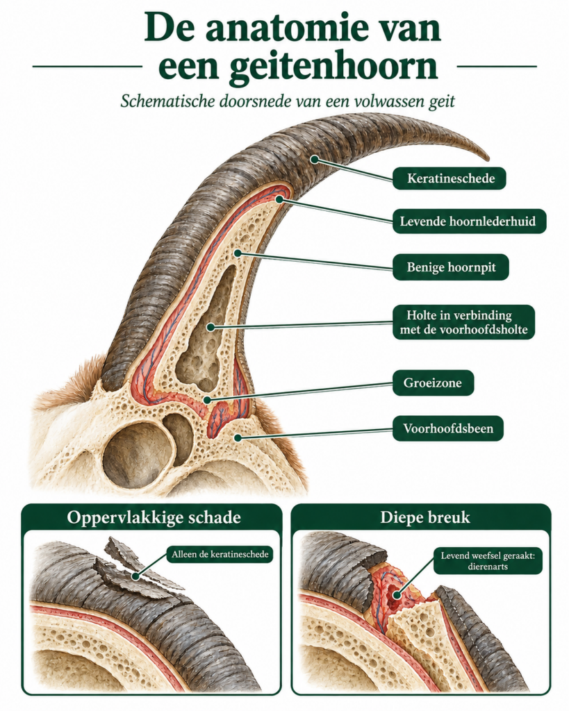 De anatomie van een geitenhoorn.